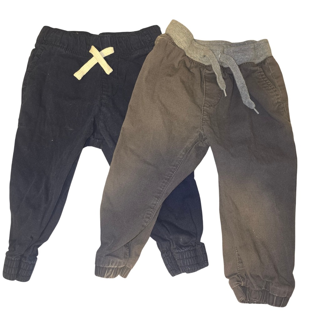 OshKosh Childrens Place Jogger Pants Boys 18M 24M Blue Gray Cotton Twill Bundle